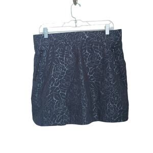 Orvis Women Medium Black Floral Golf Tennis Skort skirt shorts pocket comfy